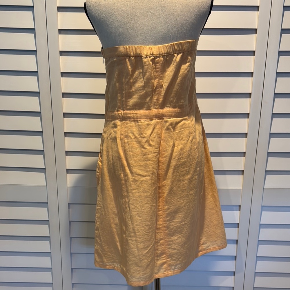 American Eagle Gold Strapless Buttoned Midi lined Sundress with side zipper. - Picture 6 of 12